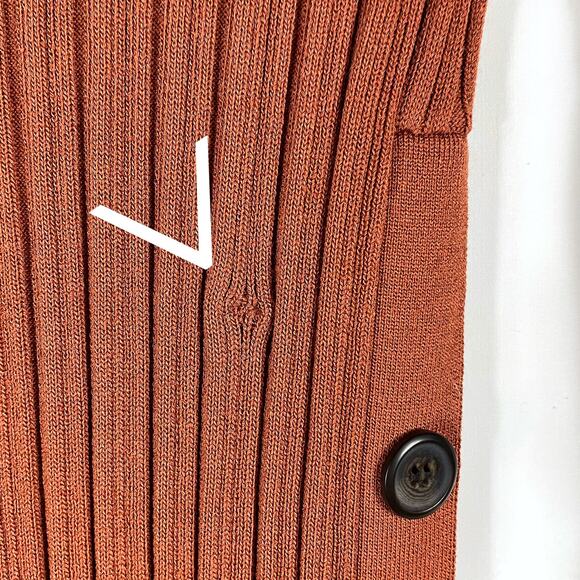 Adam Lippes Side Button Midi Dress Ribbed Sweater Brown Long Split Sleeve Sz XS - Picture 6 of 11